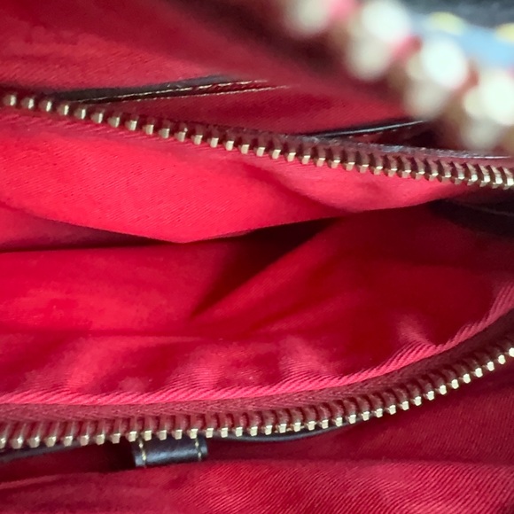 Dooney and Bourke Denim Color & Brown Leather Quilted Bag with Heart Accents - Picture 9 of 16